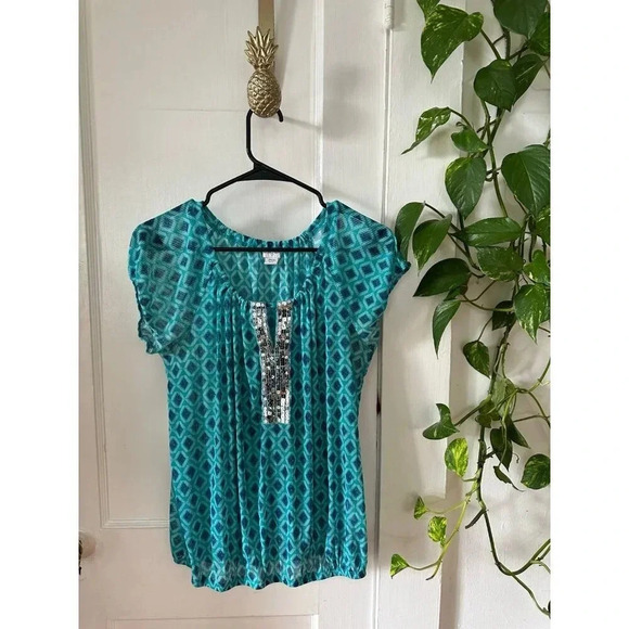 Jacyln Smith blouse women’s size small blue top - Picture 1 of 7